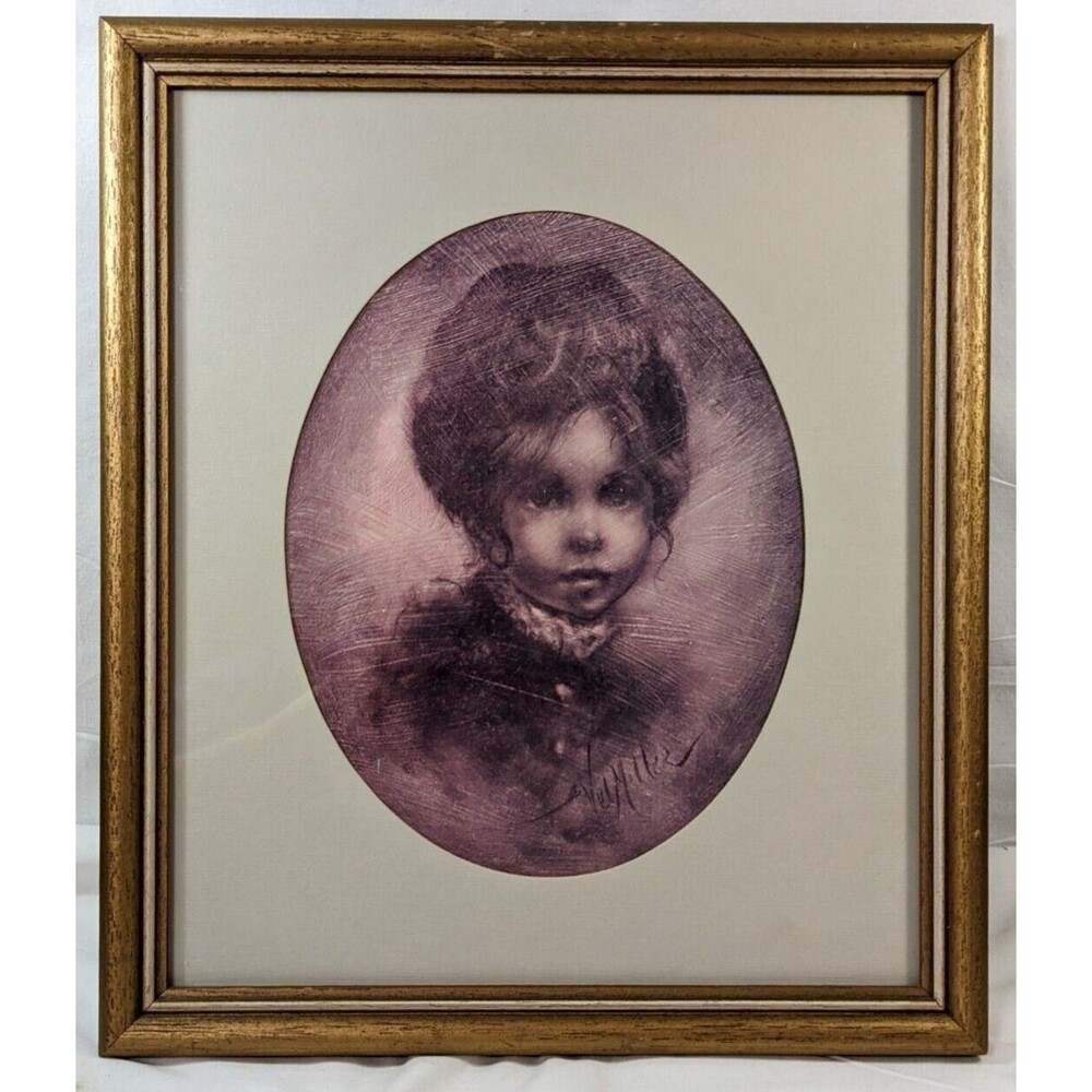 Vel Miller Jenny Art Print Signed Gold Framed Vintage Victorian Whimsigoth 70s